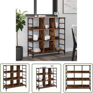 The Living Store Dressoir 102x32x103,5 cm bewerkt hout gerookt eikenkleurig - Dressoir - Opbergkast - Houten Dressoir - Vintage Dressoir - Landelijke Dressoir