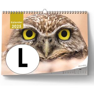 Huurdies - uil Kalender - Jaarkalender 2025 - 35x24cm - 300G ecopapier - Dubbelzijdig - Spiraalgebonden