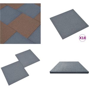 vidaXL Valtegels 18 st 50x50x3 cm rubber grijs - Valmat - Valmatten - Rubberen Mat - Rubberen Vloertegel