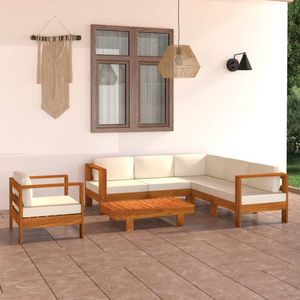 The Living Store loungeset Acaciahout - Tuinmeubelset met kussens - Massief hout - 7-delig