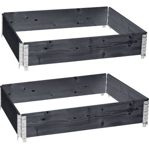 Garronda Palletrand 2-Pack 120x80x20cm - Antraciet - Bloemen - Kruiden - Palletframe - Natuurlijke Verhoogde Bloembedden - GD-BUD-PAL