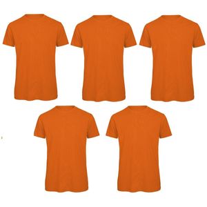 Senvi 5 pack T-Shirt -100% biologisch katoen - Kleur: Oranje - 2XL