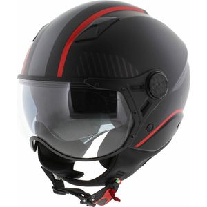 Vito jet helm Lavori mat zwart / rood / deco S