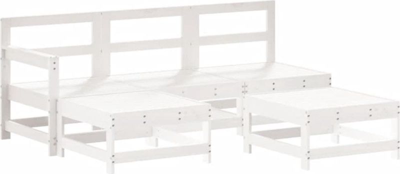 vidaXL - 5-delige - Loungeset - massief - grenenhout - wit