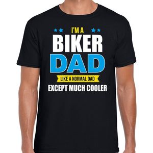 Biker dad like normal except cooler cadeau t-shirt zwart - heren - hobby / vaderdag / cadeau shirts S