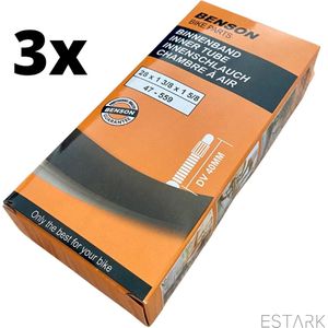 ESTARK Binnenband 28 inch Set van Drie - 3 x Binnenband 28 inch / 28"" voor de Fiets / Dunlop Ventiel / Racefiets / Mountainbike / 40 mm / Band 40 / 30 - 622 Wiel / 28 * 1 5/8 * 1 3/8 / 28