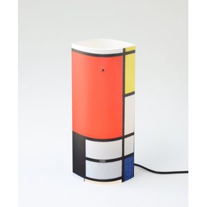 Packlamp - Tafellamp groot - Compositie met groot rood vlak - Mondriaan - 36 cm hoog - ø15cm - Inclusief Led lamp