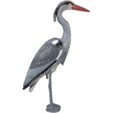 Relaxdays reiger tuinfiguur - tuindecoratie - reigersverschrikker - vijverdecoratie grijs