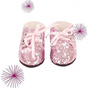 Götz poppenkleding lage glitter schoentjes roze voor pop van 42-50cm