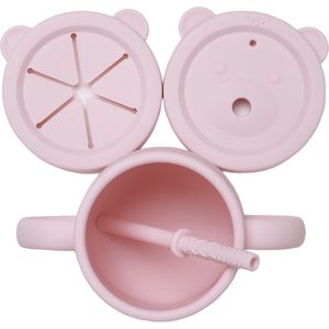 JU&MP Rietjesbeker Beer - Baby - Kinderservies - Drinkbeker Baby - Onbreekbaar - Roze