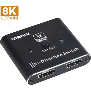 Drivv. HDMI Switch 4K @120 Hz - 2 In 1 Uit / 1 in 2 uit- 8K 60Hz - Zwart