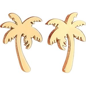 Marama - oorknopjes Palmtrees Gold - RVS - gold plating - nikkelvrij - kleine oorbellen - dames - meisjes