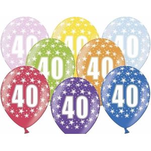30x Ballonnen 40 jaar met sterretjes versiering - Leeftijd verjaardag feestartikelen 40 jarige