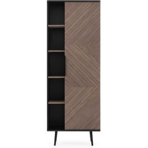 Pinelli R1D boekenrek - hoge vakkenkast - 70 / 190 cm - opbergkast - boekenkast met deuren en planken - hoge metalen poten - Maxi Maja