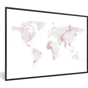 Fotolijst incl. Poster - Wereldkaart - Marmer - Koper - 30x20 cm - Posterlijst