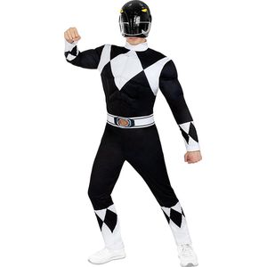 FUNIDELIA Zwart Power Ranger verkleedpak - Kostuum voor mannen - Maat: M - Zwart