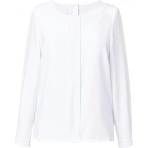 Blouse Dames 46 EU (18 UK) Brook Taverner Ronde hals Lange mouw White 94% Polyester, 6% Elasthan