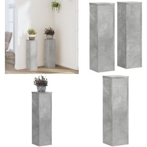 vidaXL Plantenstandaards 2 st 17x17x60 cm bewerkt hout betongrijs - Plantenstandaard - Plantenstandaards - Planten Standaard - Plantenhouder