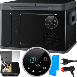 KESSER® Compressor Koelbox 2in1 Dubbele Zone Koeler & Vriezer, Elektrische Vriesbox LED Touch Control 12/24 V 230V, Frigobox Koelen tot -20 °C voor Auto, Vrachtwagen, Kamperen - 40 Liter, Zwart / Antraciet