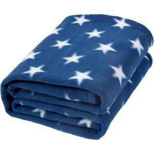 Flanel fleece sterren sprei over bed warme zachte pluche deken voor kinderbank, blauw, 125 x 150 cm