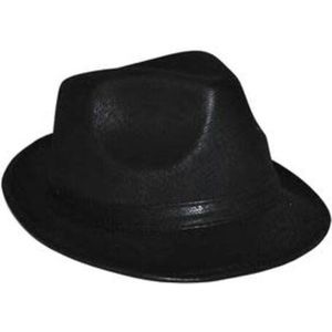 maffia hoed /borsalino zwart leder (kojak)