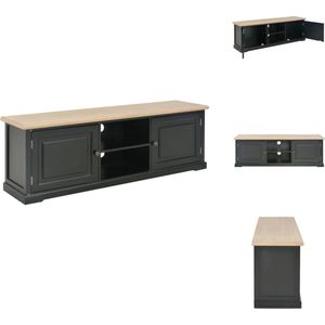 vidaXL TV-meubel - Zwart/hout - 120 x 30 x 40 cm - Massief paulowniahout en MDF - Kast