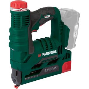 Parkside Accu Tacker - Spijkerpistool - Nietmachine - 20V - Zonder accu - Slagfrequentie: max. 30 spm - Magazijncapaciteit: 50 - Geschikt voor: nietjes 15–25 mm en spijkers 15, 20, 25 en 32 mm - Exclusief accu en snellader