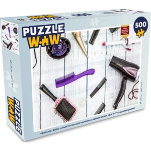 Puzzel Verschillende haarstylers die kappers gebruiken op een witte achtergrond - Legpuzzel - Puzzel 500 stukjes