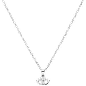 Lucardi Dames Stalen ketting met oog - Ketting - Staal - Zilverkleurig - 45 cm
