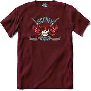 Hockey Gang | Ijs Hockey - Schaatsen - Sport - T-Shirt - Unisex - Burgundy - Maat M
