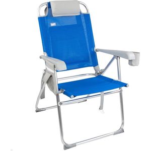 Folding Beach Chair Very Robust with Cushion Bag and Bag - Blue - 47 x 63 x 99 cm