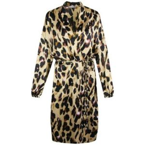 Leopard Kimono Jurk - Vesten - Overslag Jurk - Fashion Kimono - Panter Print - Met Ceintuur - Maat LXL