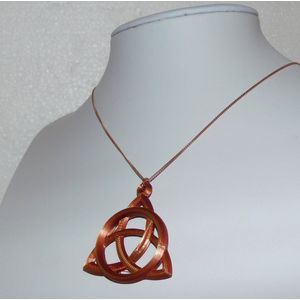 Hetty'S - Keltische Triquetra hanger - bronskleurig - 3-D geprint - met roséplated zilveren ketting