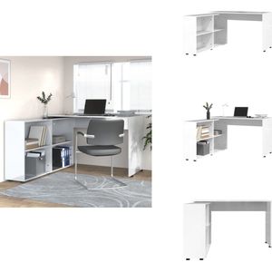 vidaXL Bureau - Bureaus - Schrijftafel - Schrijfbureau - Hoekbureau bewerkt hout hoogglans wit