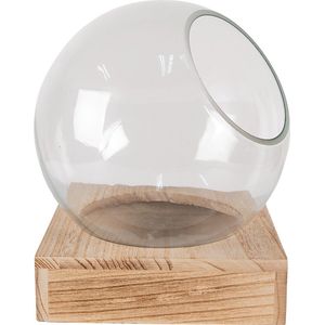 Clayre & Eef Vaas 20x20x20 cm Bruin Hout Glas Decoratie Vaas