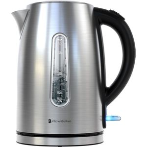 KitchenBrothers Waterkoker - Elektrisch - 1,7L - 2200W - RVS Waterkoker - Zilver/RVS