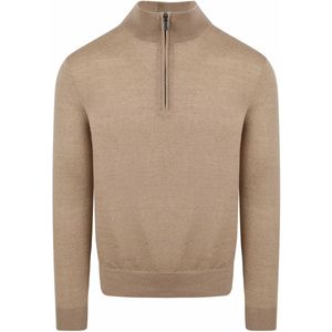 Suitable Merino Half Zip Trui Beige - Maat M - Heren - Schipperstrui
