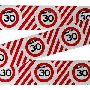 3BMT® Afzetlint - Markeerlint rood wit - 30 jaar - verjaardag - 10 meter