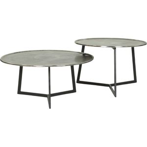 Salontafel Rond Zilver Aluminium 2 st.