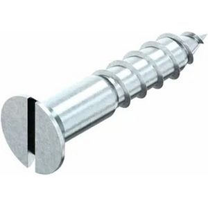 Houtschroef. 5.0 x 50mm. lang. platkop. verzinkt. 200 stuks. Deltafix.