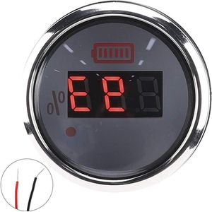 Digitale accumeter 52 mm/2 inch Waterdichte anticondensmeter 12 V met slim alarm voor boot-autojacht (Wit)