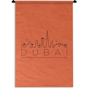 Wandkleed Wereldsteden - Skyline Dubai oranje Wandkleed katoen 120x180 cm - Wandtapijt met foto XXL / Groot formaat!
