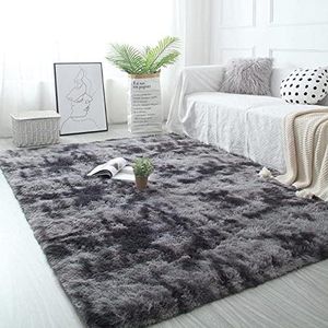 pluche, pluizige tapijten, zacht pluizig tapijt, antislip vloerkleden, dik vloertapijt, mat voor woonkamer, slaapkamer (donkergrijs, 120 x 160 cm)