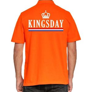 Kingsday poloshirt / polo t-shirt met kroon oranje voor heren - Koningsdag kleding/ shirts M