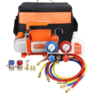 Vacuümpomp - 128L/min - 180W - Vacumeermachine - Compact & Draagbaar - Inclusief Draagtas - Oranje