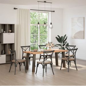 vidaXL Eettafel - Massief Eikenhout - Natuurlijke Rand Eetkamertafel - Salontafel - Houten Tafel - Eikenhouten Tafel - Grote Tafel