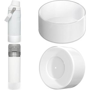 Allecto Plus - Waterfles Houder voor Bevestiging aan Stanley Quick Flip GO 24oz en IceFlow Fast Flow 16oz Flessen - Silicone Flesbeschermer Bumper - Transparant - 2 Stuks