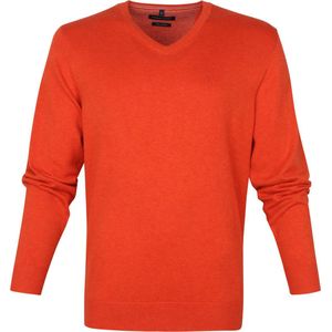 Casa Moda - Pullover V Oranje - Heren - Maat L - Regular-fit