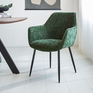 Dimehouse Eetkamerstoel Sev chenille groen - Stof - Scandinavisch & Basic