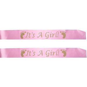 2-delige sjerpen set It's a Girl roze met goud - sjerp - roze - it's a girl - geboorte - baby - babyshower - genderreveal